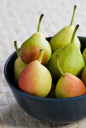 Eating the pear with the skin is healthiest.